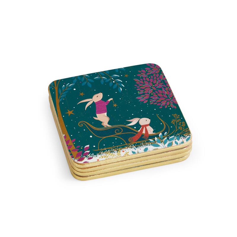 Sara Miller Woodland Tales Coasters, Set of 4 - 4 x 4 in