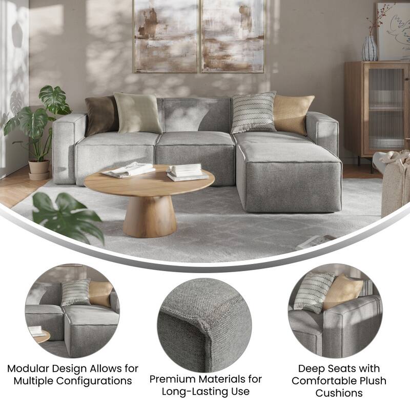 Contemporary 4 Piece Modular Sectional Sofa with Ottoman
