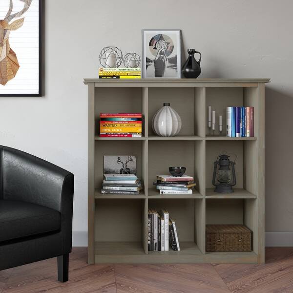 Wyndenhall Stratford Solid Wood 45 Inch X 43 Inch Contemporary 9 Cube Bookcase And Storage Unit 43 2 W X 15 D X 44 6 H Overstock 6702876 Distressed Grey