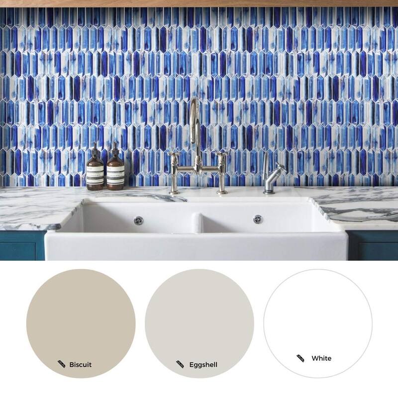 The Tile Life Island Antigua 14x12 Aruba Glossy Glass Picket Mosaic Wall & Backsplash Tile