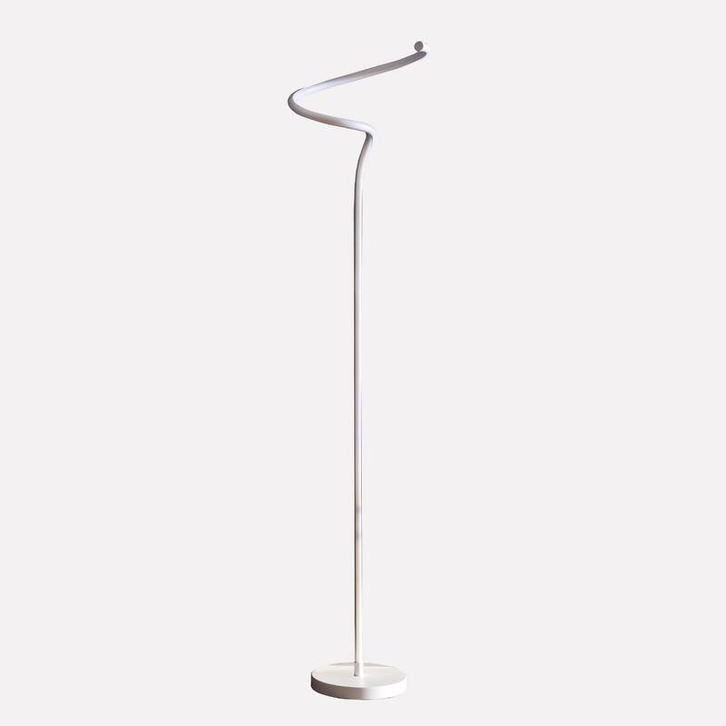 White Aluminum LED Floor Lamp with Integrated Bulb and Inline Switch - 11” x 11” x 50.75” (D x W x H)