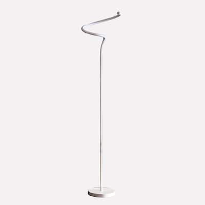 White Aluminum LED Floor Lamp with Integrated Bulb and Inline Switch - 11” x 11” x 50.75” (D x W x H)