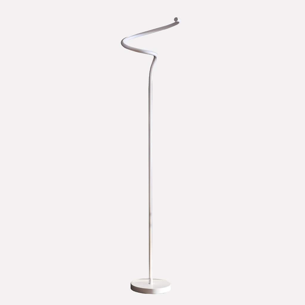 White Aluminum LED Floor Lamp with Integrated Bulb and Inline Switch - 11” x 11” x 50.75” (D x W x H)