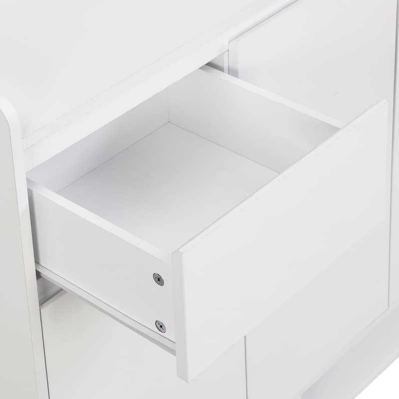 Shoe Cabinet with Adjustable Shelves, Multi-Functional Storage Cabinet, Freestanding Shoe Rack with 1 Drawer & 4 Door