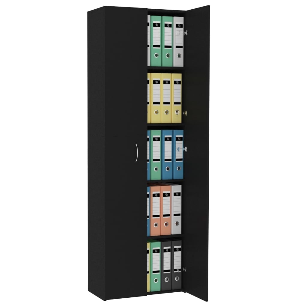 Shop Vidaxl Office Cabinet Black 23 6 X12 6 X74 8 Chipboard