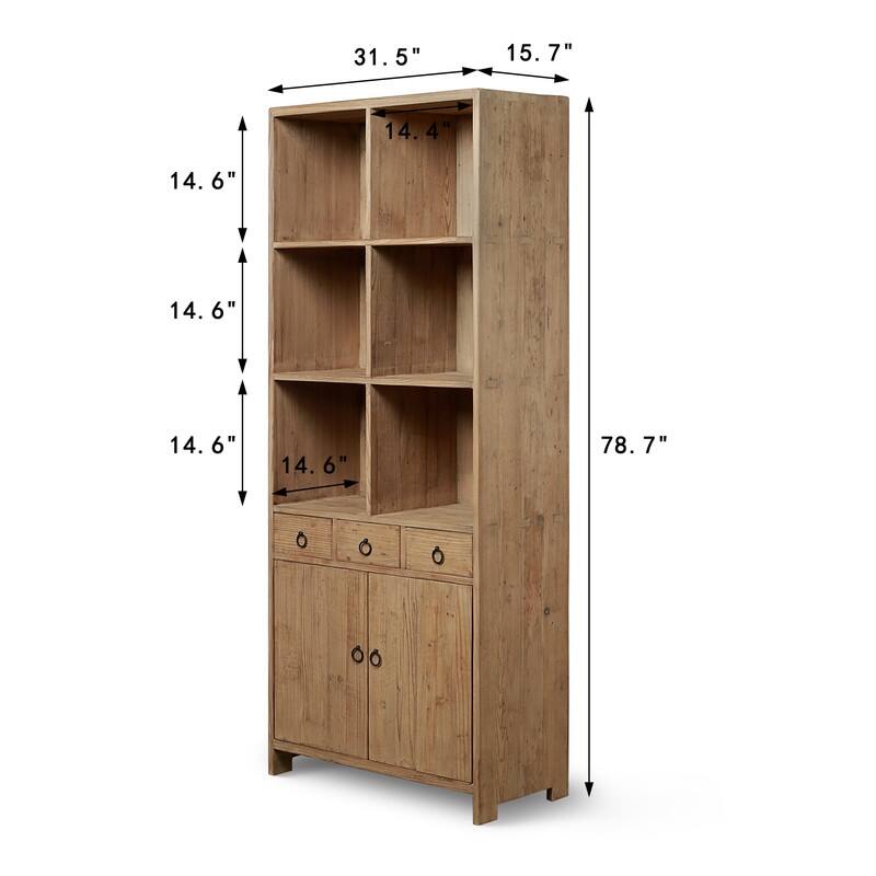 Approx. High Reclaimed Pine Shelf with Three Drawers