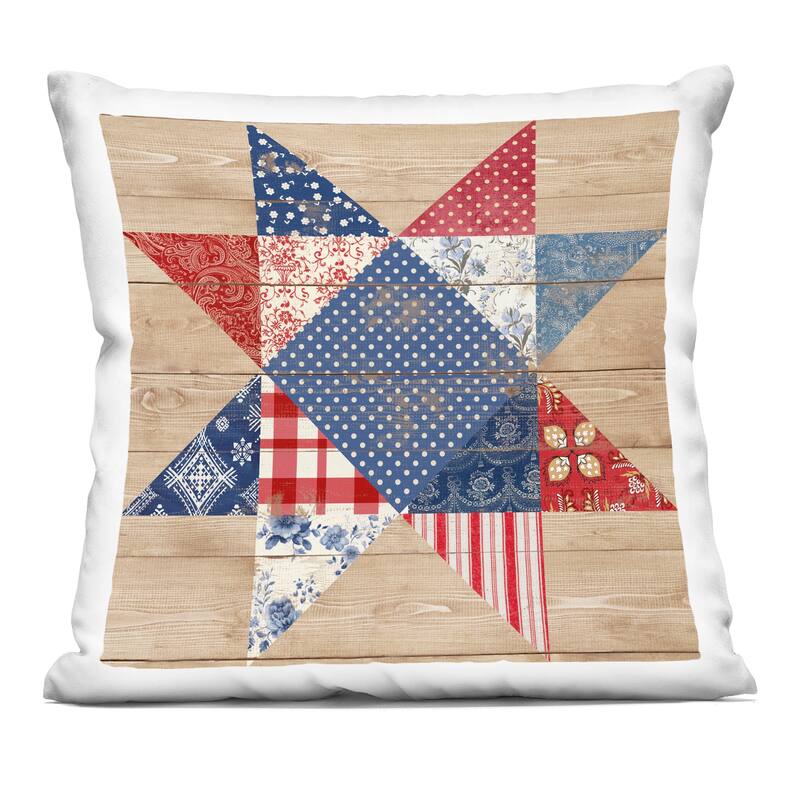 Stupell Rustic Americana Quilt Pattern Decorative Printed Throw Pillow Design by Susan Arnot - Accent - Polyester - Red - Single
