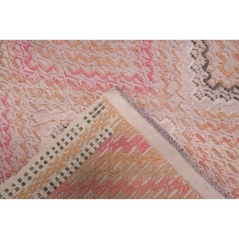 Hand Woven Oriental 100% Wool Carpet Southwestern Tribal Peach Kilim Area Rug - 9' 3'' X 5' 1''