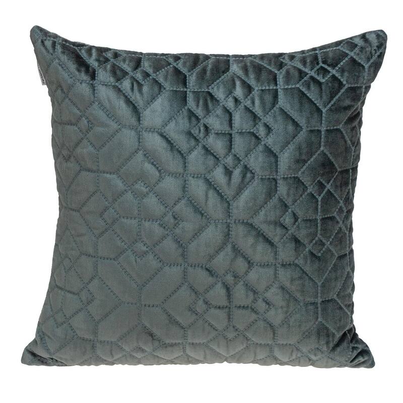 Navy Quilted Velvet Geo Decorative Throw Pillow - Charcoal