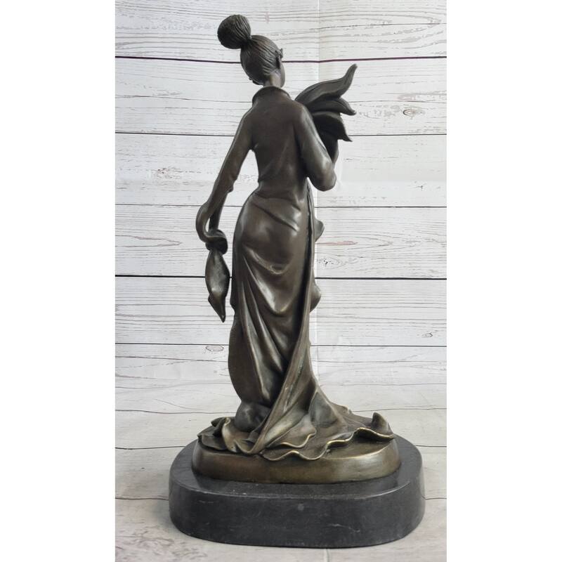Art Deco Woman Female Figure Bronze Statue Sculpture Original Art 14 Inches X 7 Inches