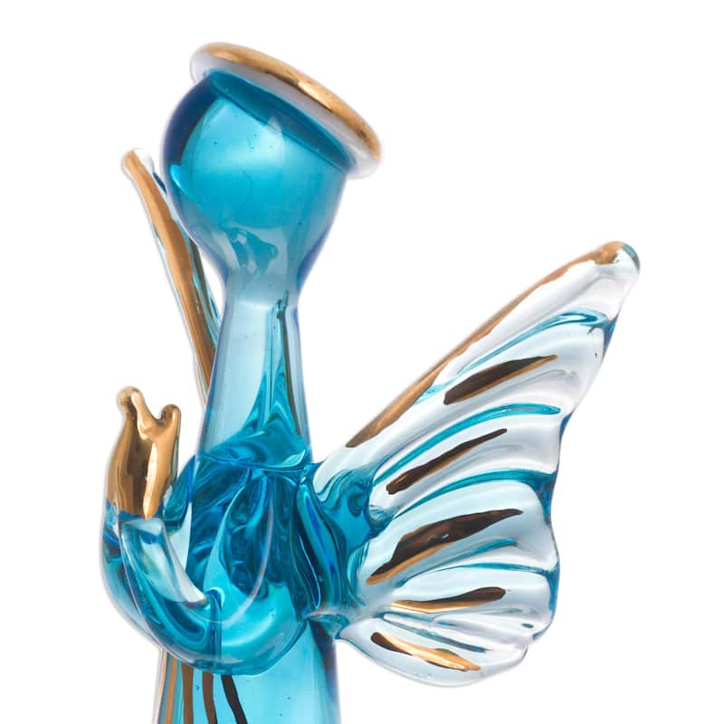 Novica Handmade Reverent Angels In Blue Glass Figurines (Set Of 3)