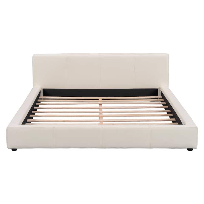 Christopher Knight Home - Faux Leather Upholstered Modern Platform Bed with Sturdy Wood Frame, No Box Spring Needed