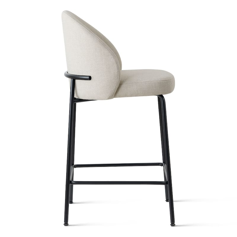Upholstered Counter Height Bar Stool Set with Curved Back and Metal Frame(Set of 3)
