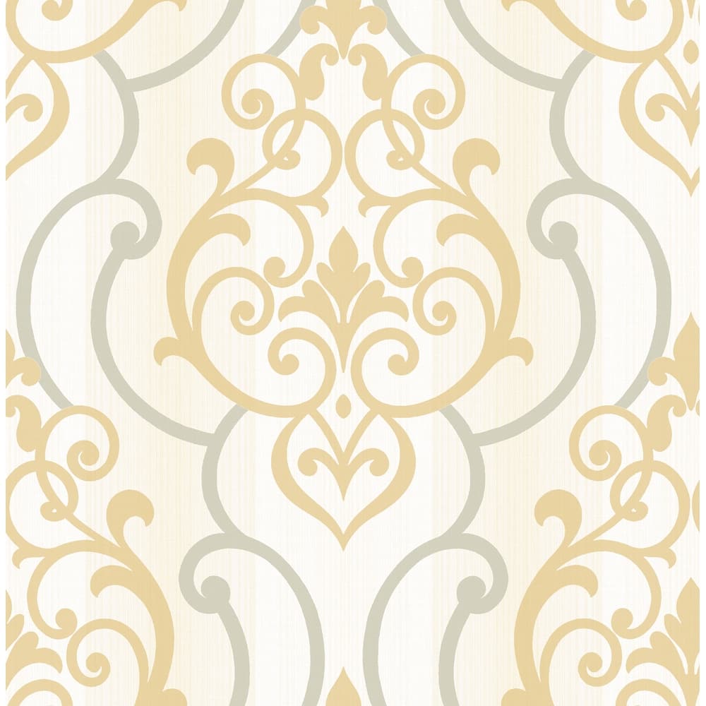 Seabrook Designs Alita Striped Damask Unpasted Wallpaper