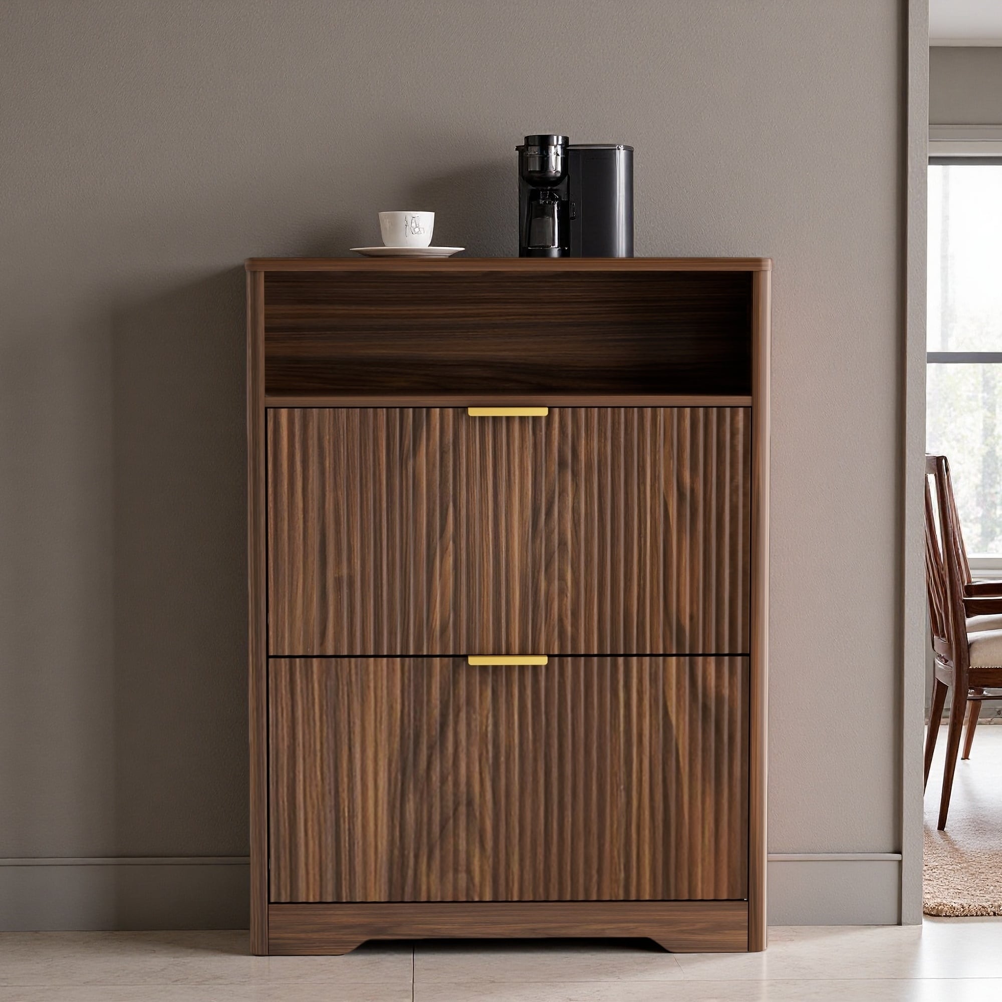 Freestanding Shoe Cabinet with 2 Flip Drawers