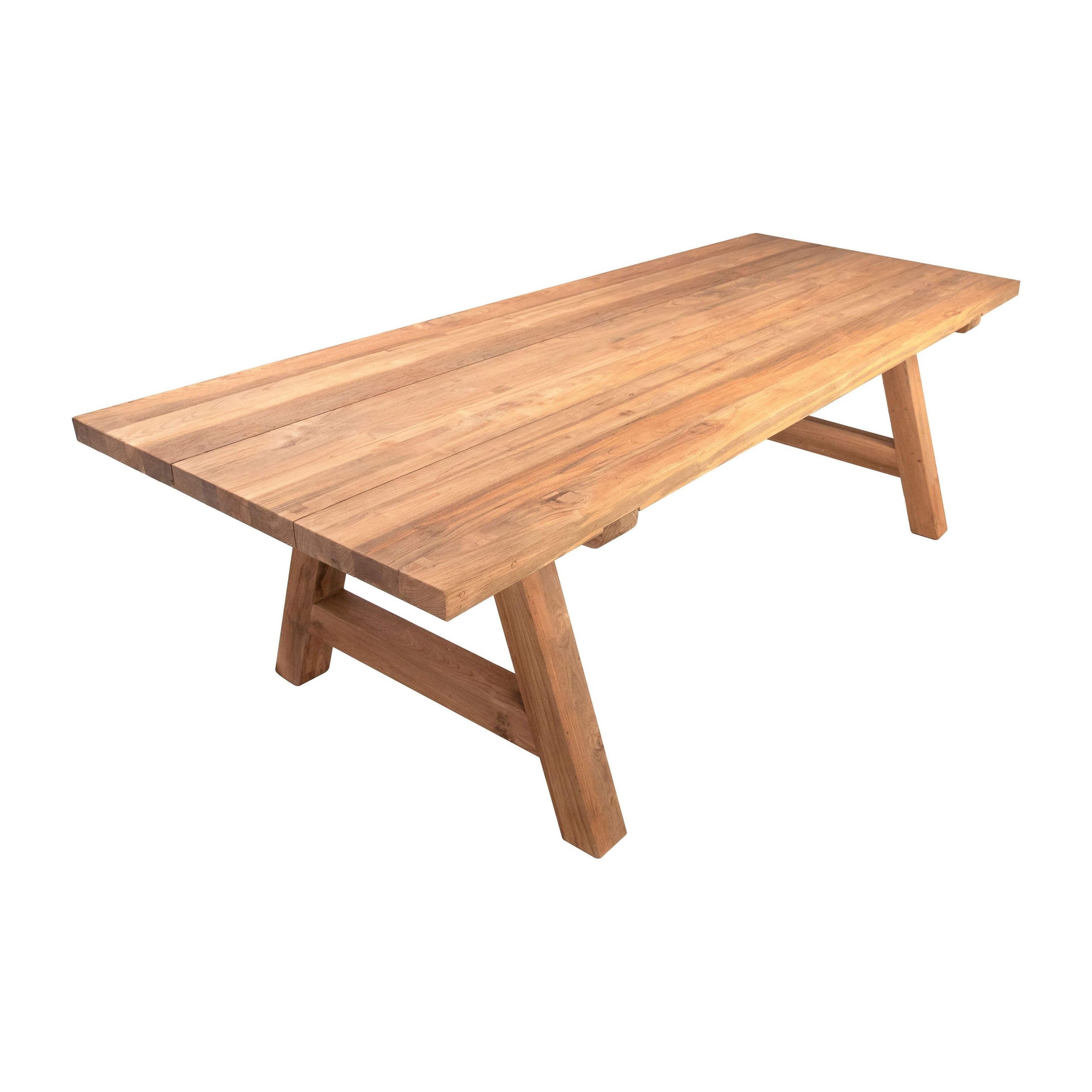 Maddox Rectangular Indoor-Outdoor Teak Dining Table with Double