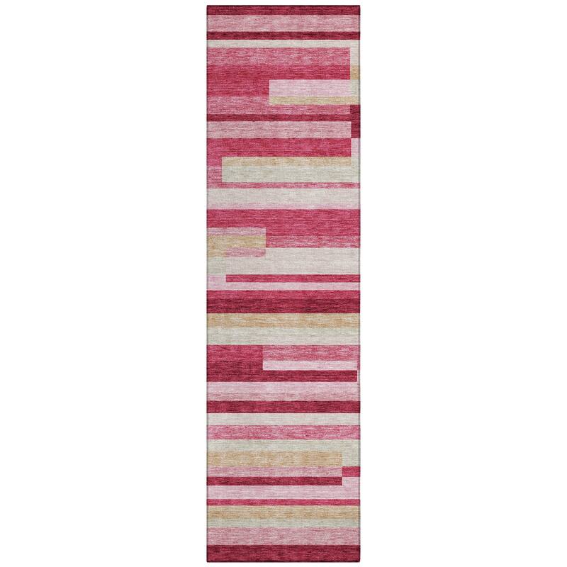 Machine Washable Indoor/ Outdoor Chantille Contempory Stripe Rug