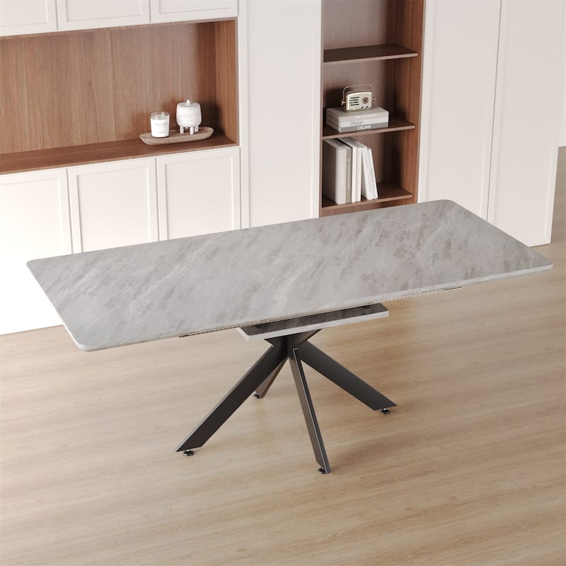 Extendable 78.15"Very large Grey Dining Table