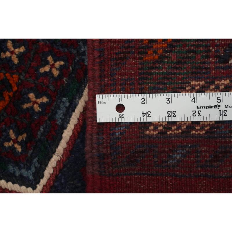 Hand Knotted Oriental 100% Wool Carpet Traditional Tribal Navy Blue & Blues Balouch Runner Rug - 7' 10'' X 1' 11''