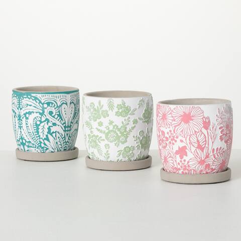 Sullivans 5.25 in. Colorful Textured Mini Pots - Set of 3