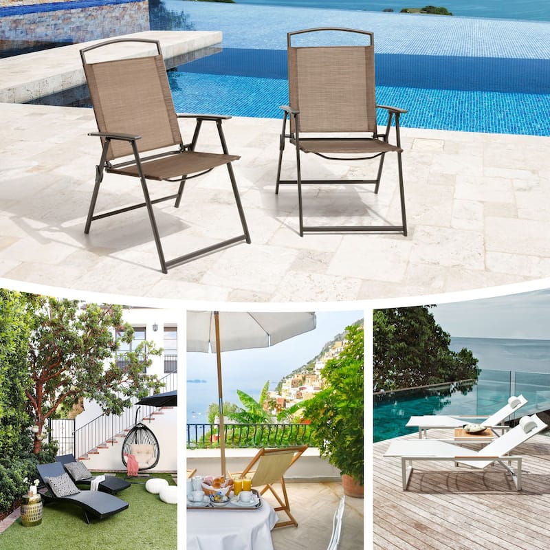 Pellebant Patio Portable Folding Chairs Outdoor Dining Chairs