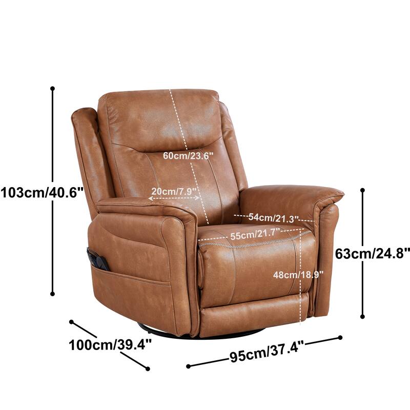 Motor Power Swivel Recliner Chair with 8‑Point Massage & Heat