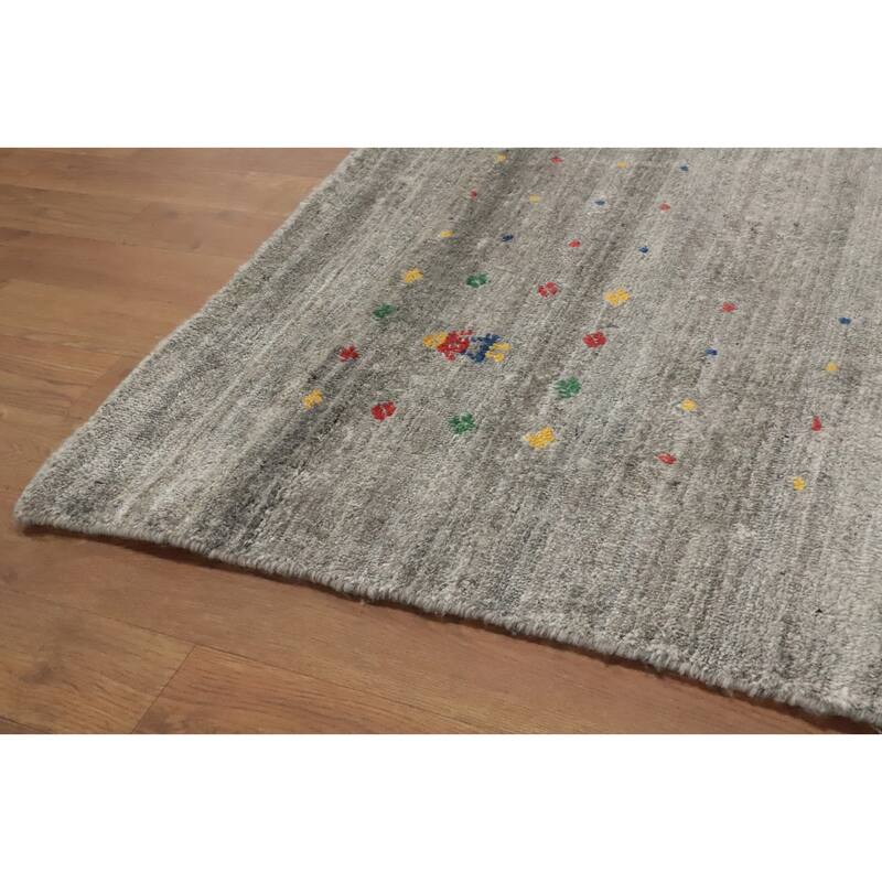 Hand Knotted Oriental Viscose Silk Carpet Tribal Animal Pictorial Greys & Charcoal Gabbeh Area Rug - 11' 7'' X 8' 10''