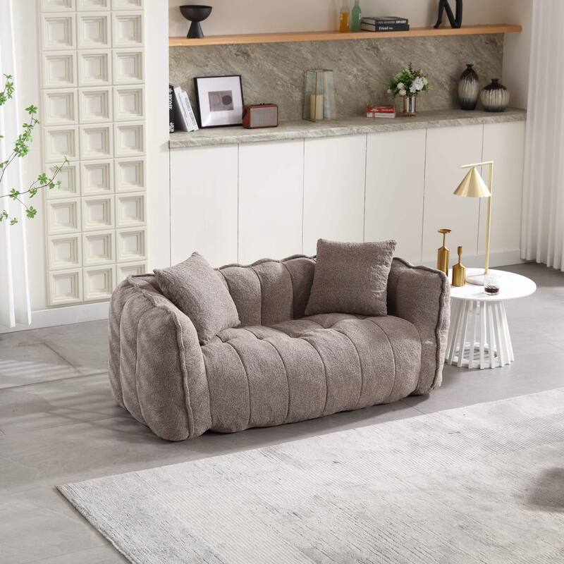 Soft Bean Bag Chair for Adults, Cozy Lazy Bean Bag Sofa, 2 Seat with Armrests for Home