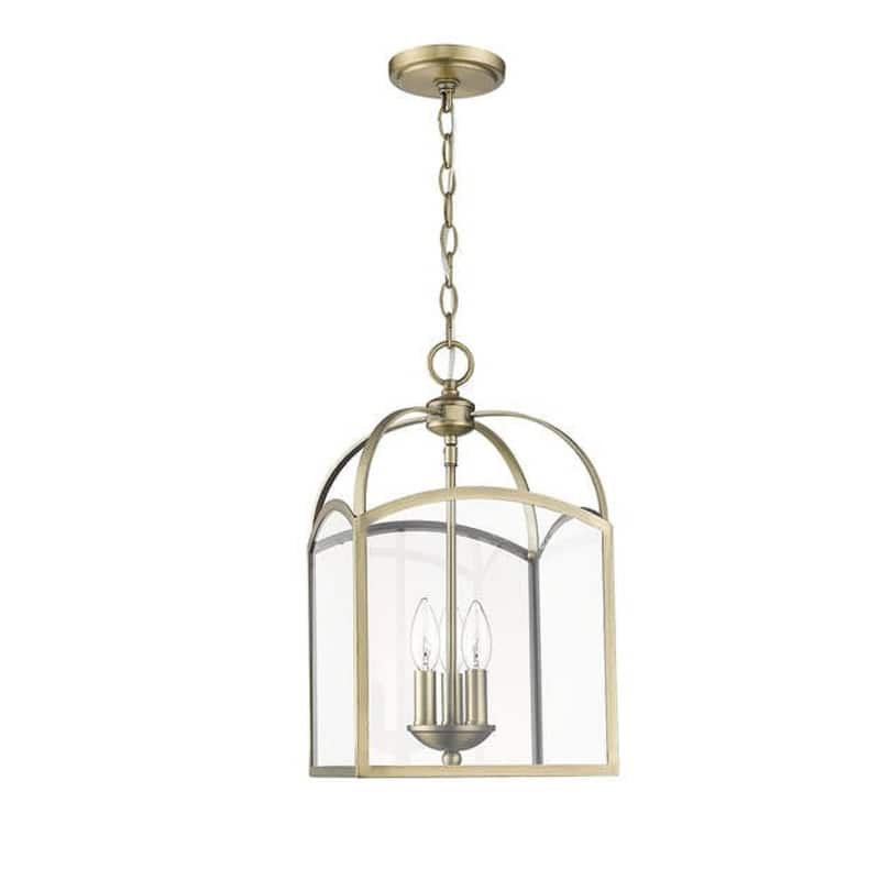 Traditional Pendant Lantern in Aged Brass 10"W x 18"H