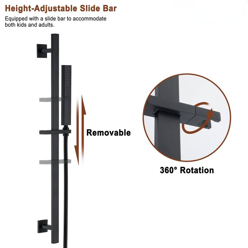 16 Inch Shower Faucet Thermostatic Shower System with Slide Bar