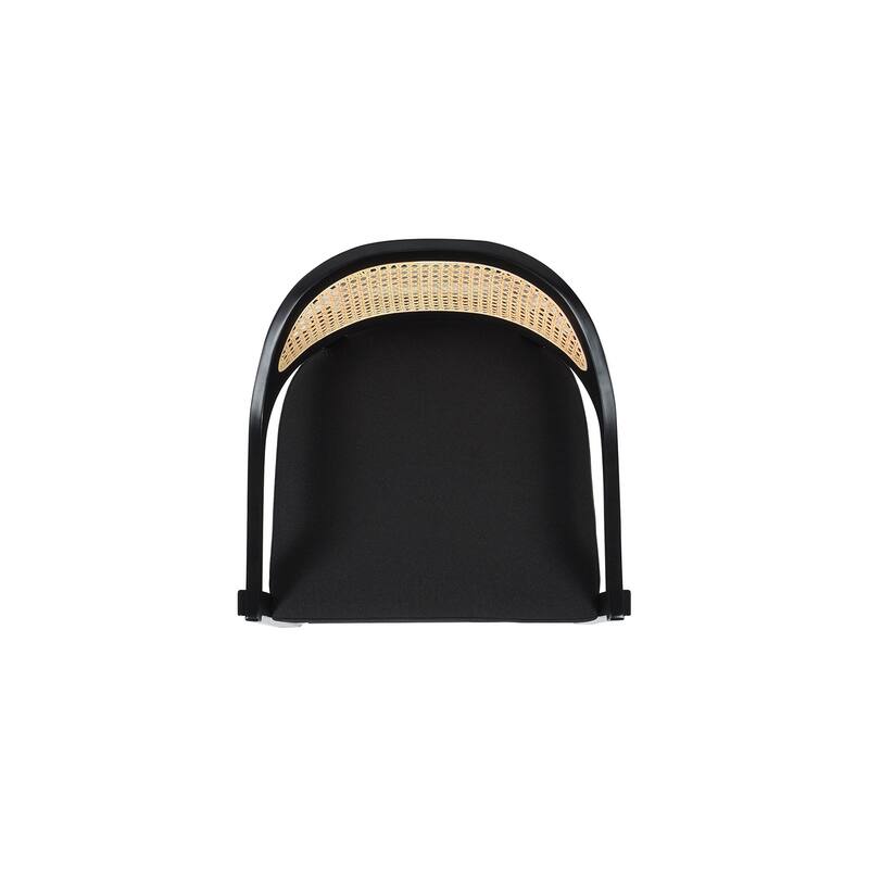 Americana Mid-Century Modern 30.5" Cane Back Bar Stool, Jet Black