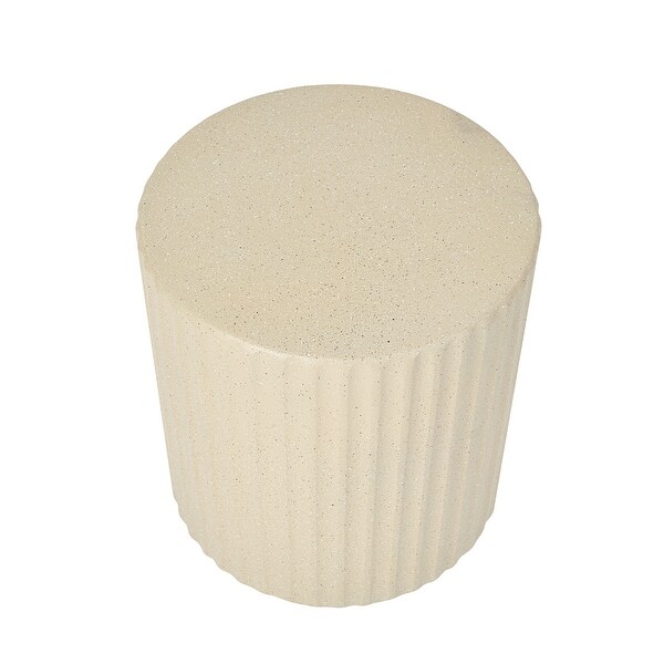Outdoor Side Table, Cylinder Shaped MgO Patio End Table