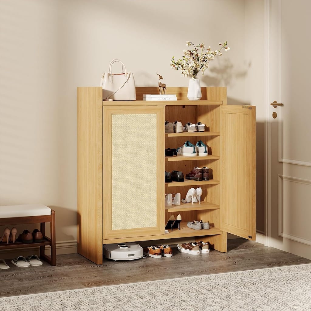 Multifunctional 7 Tier Tall Arched Shoe Storage Cabinet for Entryway, Hallway Living Room