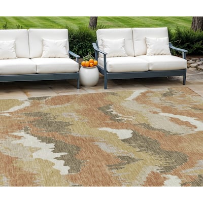 HomeRoots Abstract Transitional Rectangle Outdoor Rug