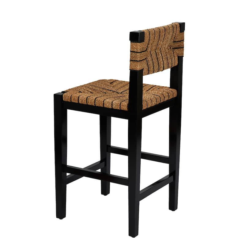 Willowbrook Solid Wood and Natural Woven Seagrass Rope Counter Stool