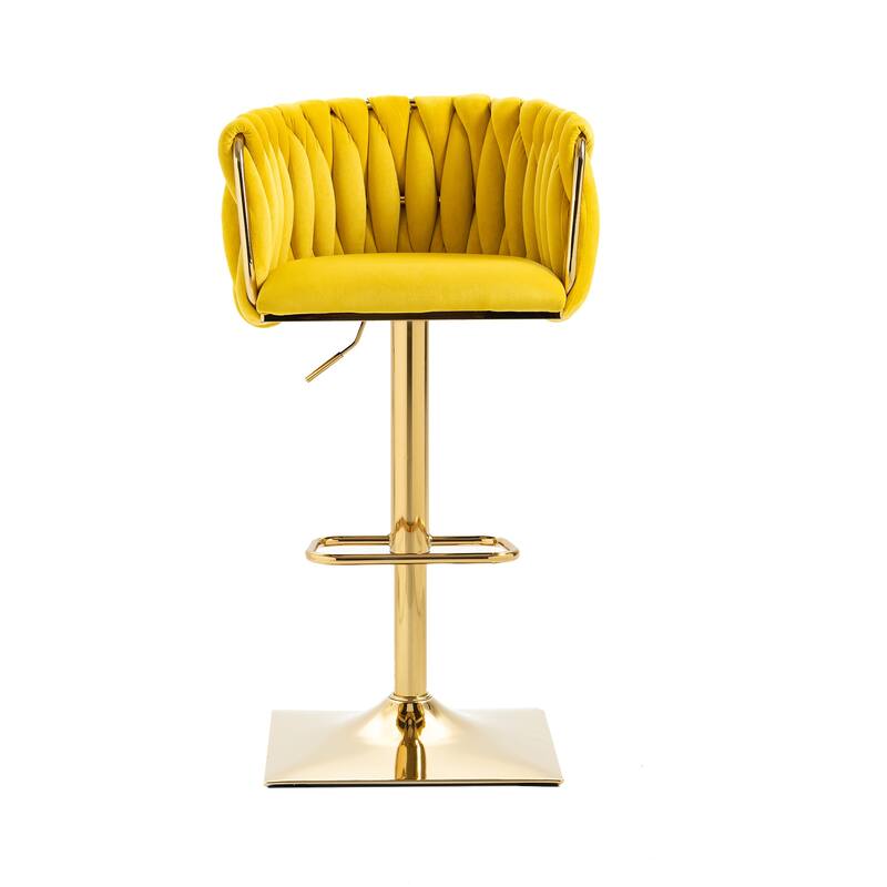 Vintage Velvet Bar Stools with Back and Footrest 2PC/SET,Adjusatble Seat Height from 25.6-32.68 Inch