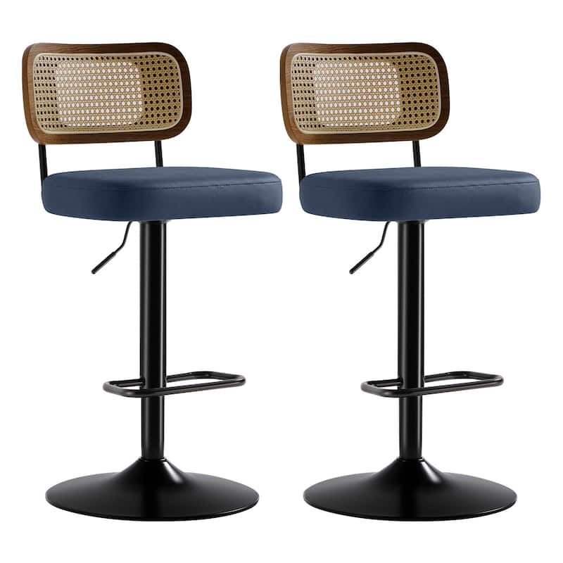 Adjustable Height Swivel Bar Stools with Back and Footrest - 17.7"W x 15.75"D x 35"-42.9"H
