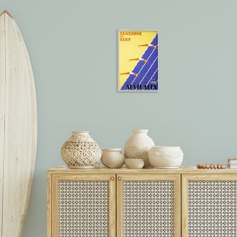 Stupell Sunshine & Surf Australia Framed Giclee Art Design By Marcus Jules