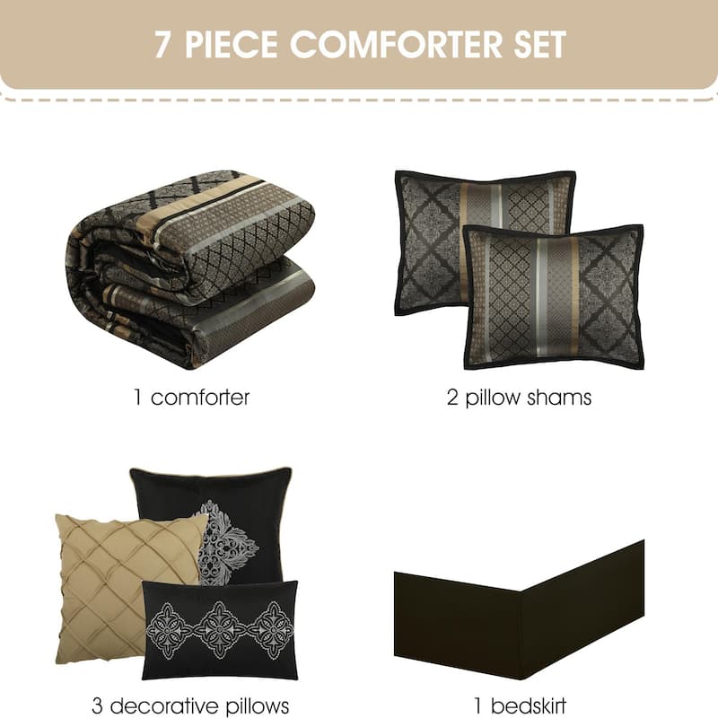 Nanshing Jensen 7 Piece Jacquard Geometric Comforter Set