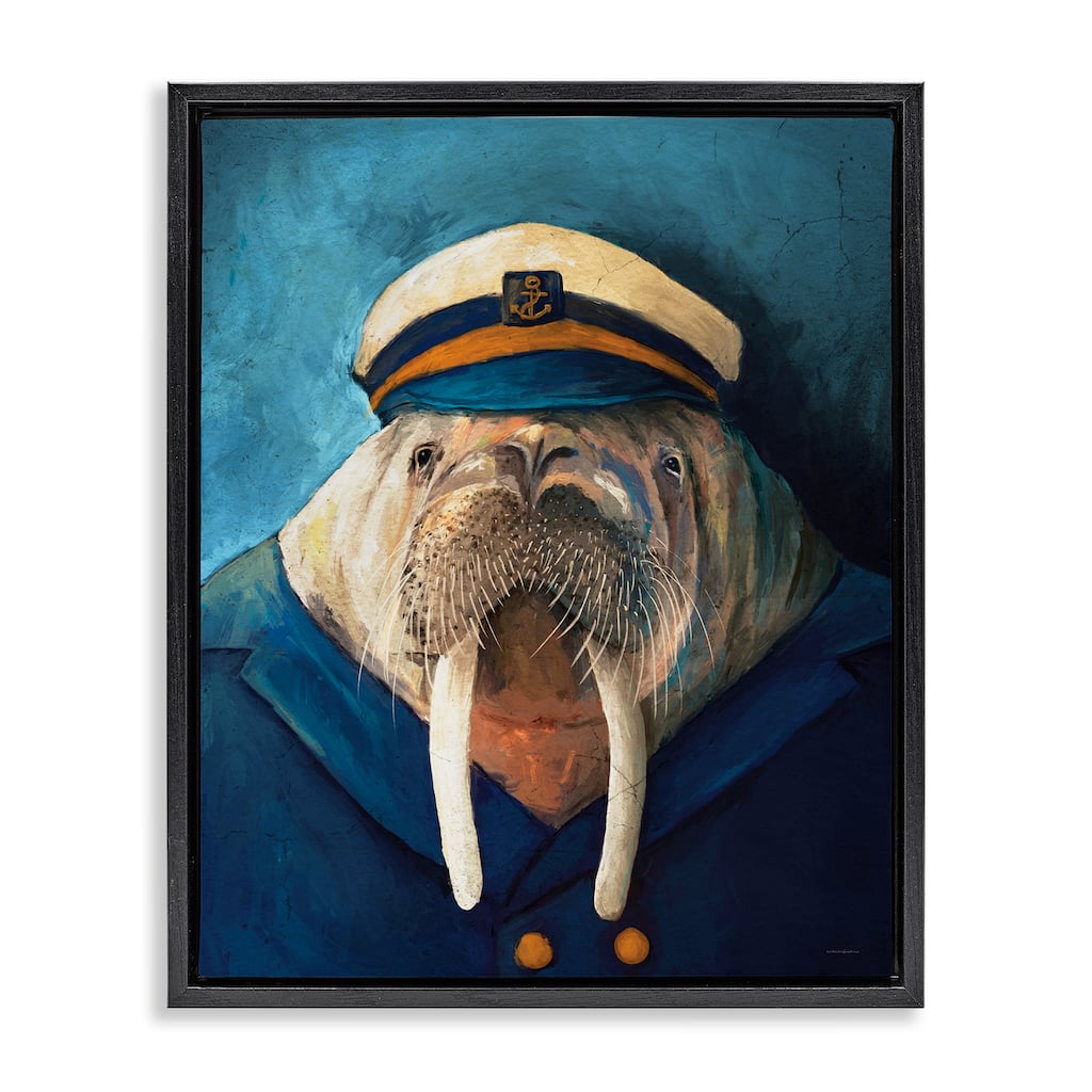 Stupell Sailor Captain Walrus Framed Floater Canvas Wall Art Design By Kamdon Kreations