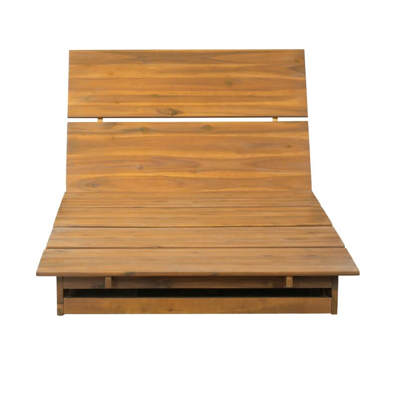 Christopher Knight Home - Modern Indoor/Outdoor Acacia Wood 3-Position Adjustable Chaise Lounge with Water-Resistant Cushion