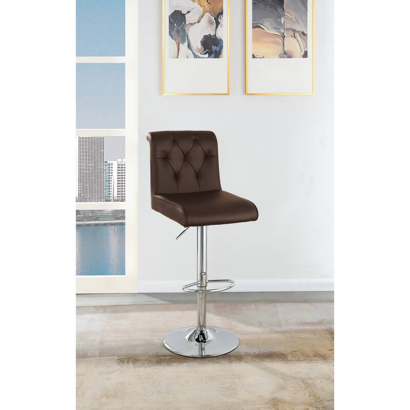 Adjustable Bar Stools Set of 2, Faux Leather Counter Height Chairs with Back, Kitchen Island Stools with Footrest