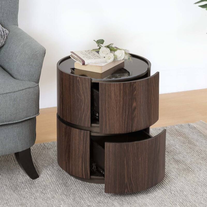 Double - Layer Storage Round Side Table with Unique Design for Living and Working Spaces