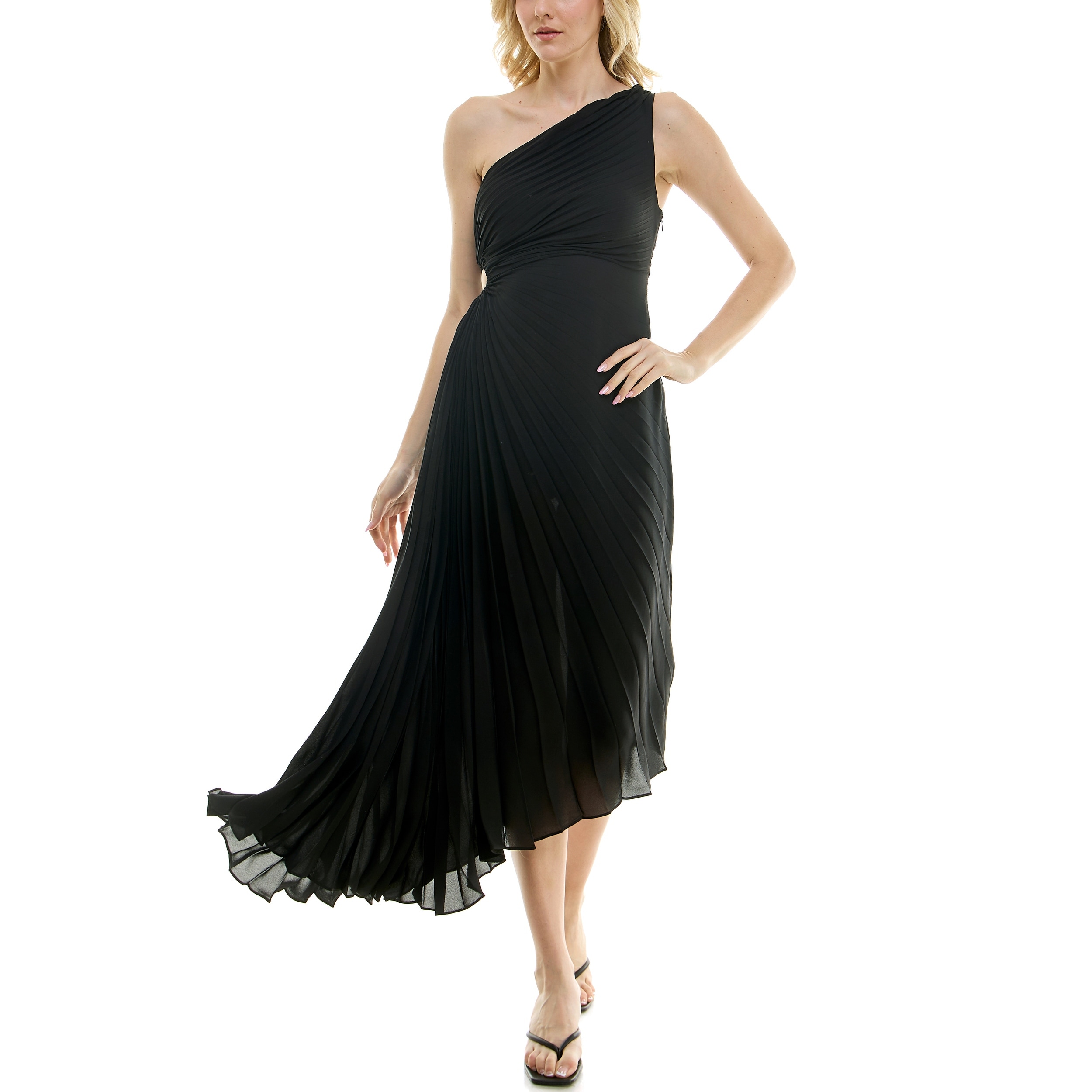 Nicole Miller Pleated One Shoulder Dress - On Sale - Overstock