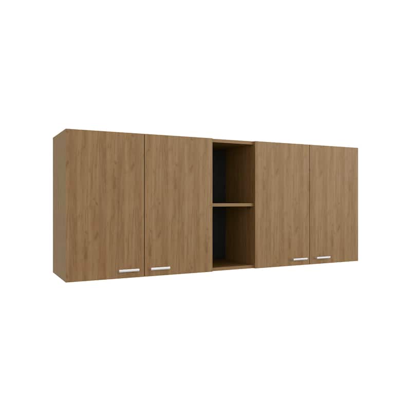 Wall Cabinet 24" H, Four Doors, Two Open Storage Shelves, Two Internal Shelves, Internal Dish and Glass Organizer