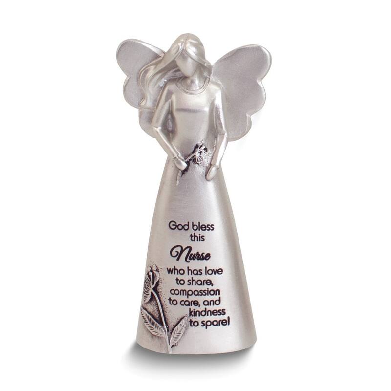 Curata Silver-Tone Enamel God Bless This Nurse Sentiment Angel Figurine Boxed