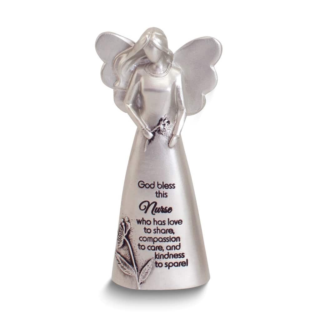 Curata Silver-Tone Enamel God Bless This Nurse Sentiment Angel Figurine Boxed