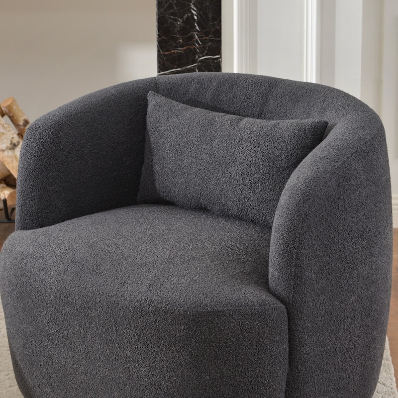 KINWELL 34" Sherpa Swivel Accent Chair Boucle Upholstered Armchair