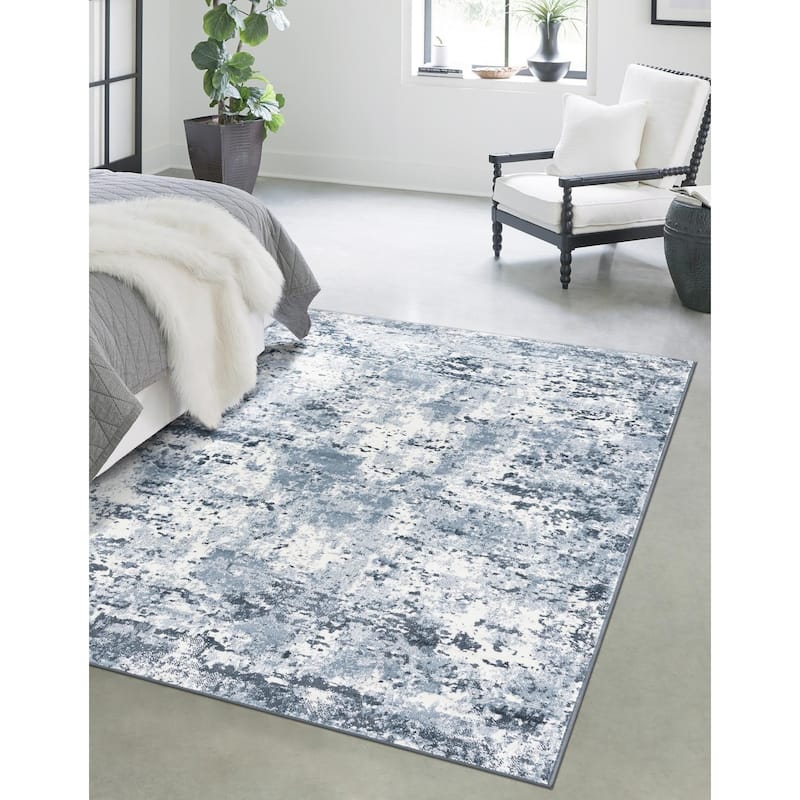 Transitional Cledo Collection Area Rug - 3'x5'3" - Navy Blue-Ivory