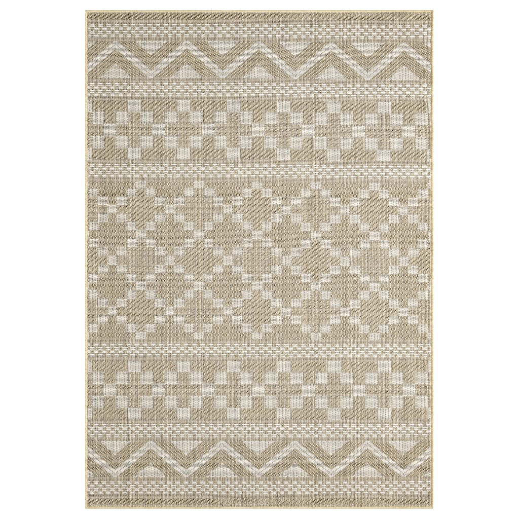 Terra by Obeetee Harvest Diamond Stripe Beige Rug
